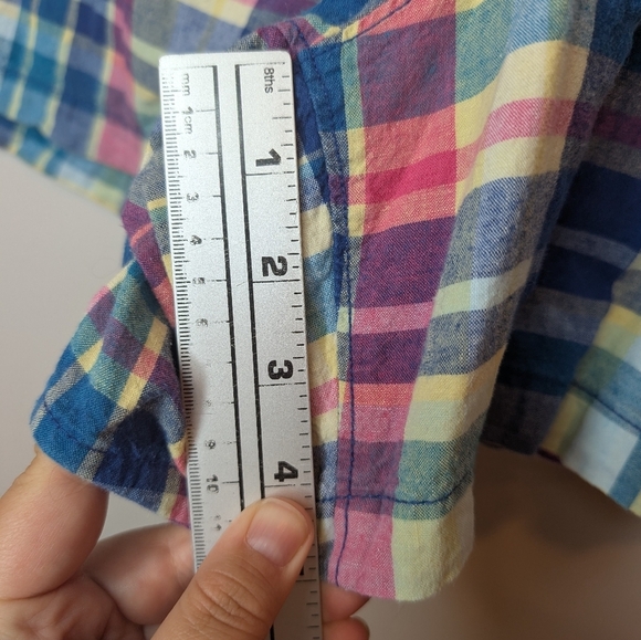 Lane Bryant Madras Plaid Shorts Womens 20 Plus Multi Color Linen Blend Pull On - Picture 7 of 9